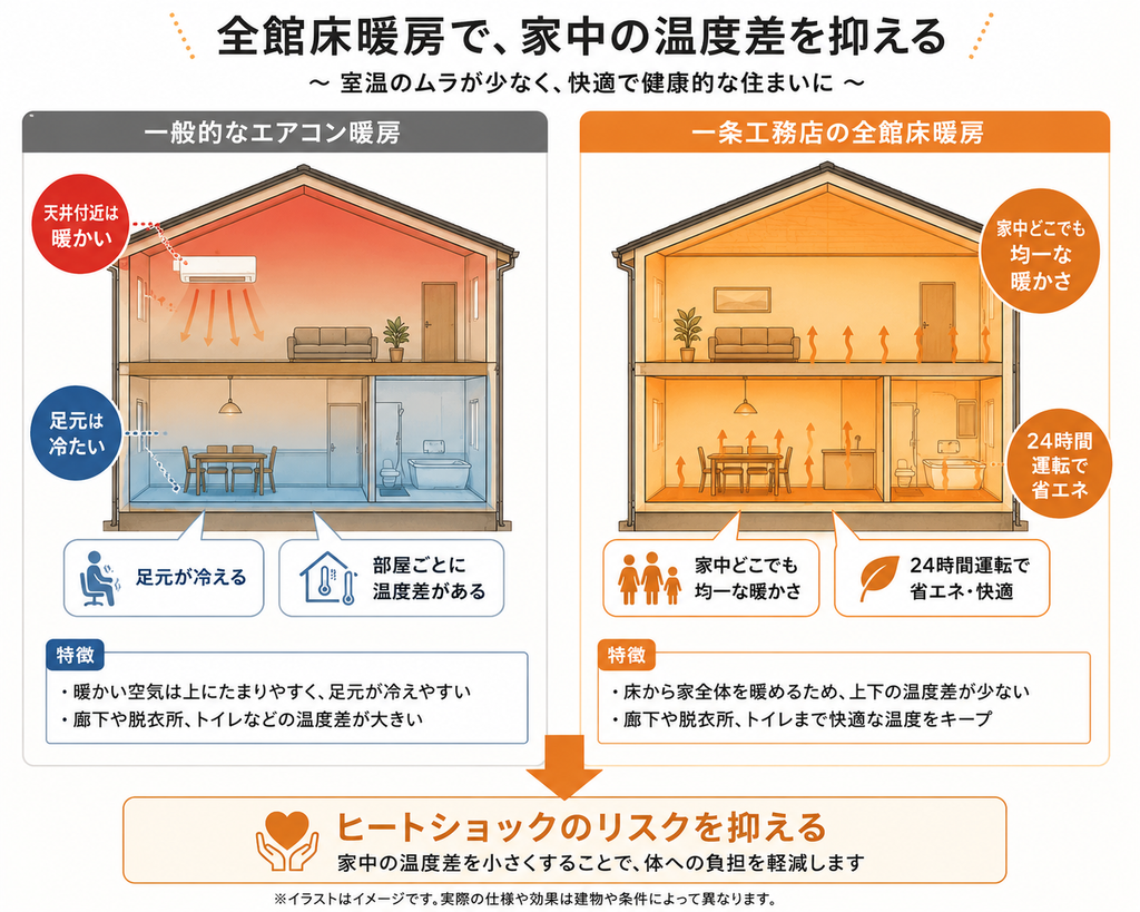 エアコンと床暖房の比較