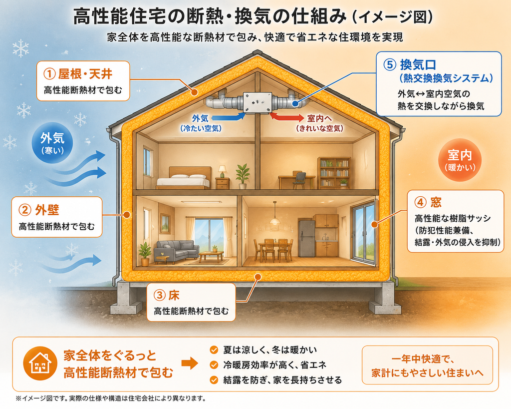 高断熱・高気密住宅のイメージ