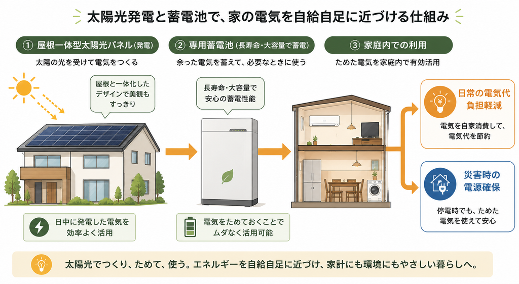 太陽光発電と蓄電池を利用する仕組み
