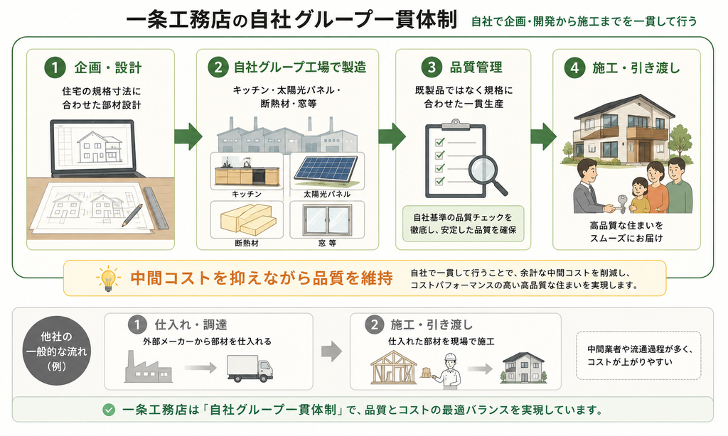 一条工務店の一貫体制のイメージ